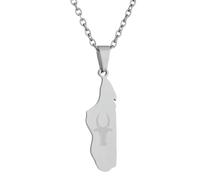 KUTCEK Collar de acero inoxidable con mapa de Madagascar para mujer, cadena de capas bohemia, regalo único africano, joyería delicada, Acero inoxidable