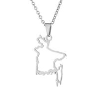 KUTCEK Collar de acero inoxidable esmaltado vintage con mapa de Bangladesh para parejas, joyería de patrimonio cultural, regalo para mujeres y hombres, Acero inoxidable