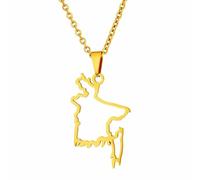 KUTCEK Collar de acero inoxidable esmaltado vintage con mapa de Bangladesh para parejas, joyería de patrimonio cultural, regalo para mujeres y hombres, Acero inoxidable