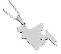 KUTCEK Collar de acero inoxidable esmaltado vintage con mapa de Bangladesh para parejas, joyería de patrimonio cultural, regalo para mujeres y hombres, Acero inoxidable