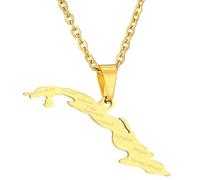 KUTCEK Collar de acero inoxidable esmaltado vintage con mapa de Cuba, cadena de clavícula para mujer, estilo latino bohemio, regalo, Acero inoxidable