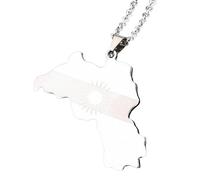 KUTCEK Collar de acero inoxidable esmaltado vintage con mapa del Kurdistán, unisex, con colgante de identidad cultural bohemia, regalo de joyería, Acero inoxidable
