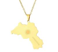 KUTCEK Collar de acero inoxidable esmaltado vintage con mapa del Kurdistán, unisex, con colgante de identidad cultural bohemia, regalo de joyería, Acero inoxidable
