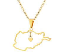 KUTCEK Collar esmaltado con mapa de Afganistán, acero de titanio, colgante para parejas, joyería de patrimonio cultural bohemio, regalo para mujeres y hombres, Acero inoxidable