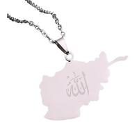 KUTCEK Collar esmaltado con mapa de Afganistán, acero de titanio, colgante para parejas, joyería de patrimonio cultural bohemio, regalo para mujeres y hombres, Acero inoxidable