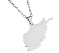 KUTCEK Collar esmaltado con mapa de Afganistán, acero de titanio, colgante para parejas, joyería de patrimonio cultural bohemio, regalo para mujeres y hombres, Acero inoxidable