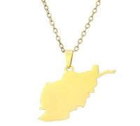 KUTCEK Collar esmaltado con mapa de Afganistán, acero de titanio, colgante para parejas, joyería de patrimonio cultural bohemio, regalo para mujeres y hombres, Acero inoxidable