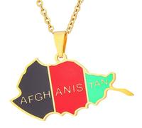 KUTCEK Collar esmaltado con mapa de Afganistán, acero de titanio, colgante para parejas, joyería de patrimonio cultural bohemio, regalo para mujeres y hombres, Acero inoxidable