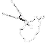 KUTCEK Collar esmaltado con mapa de Afganistán, acero de titanio, colgante para parejas, joyería de patrimonio cultural bohemio, regalo para mujeres y hombres, Acero inoxidable