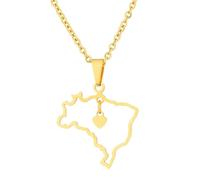 KUTCEK Collar geométrico esmaltado con mapa de Brasil, colgante de acero inoxidable, para parejas, estilo bohemio, vibrante, regalo para mujeres y hombres, Acero inoxidable