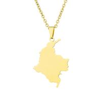 KUTCEK Collar vintage esmaltado con mapa de Colombia, colgante de acero inoxidable para parejas, estilo latino bohemio, regalo para mujeres y hombres, Acero inoxidable