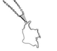 KUTCEK Collar vintage esmaltado con mapa de Colombia, colgante de acero inoxidable para parejas, estilo latino bohemio, regalo para mujeres y hombres, Acero inoxidable