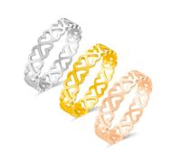 KUTCEK Juego de 3 anillos de acero de titanio con corazón para mujer, minimalistas, apilables, banda fina, símbolo de amor, joyería fina, regalo para ella, 6, acero de titanio