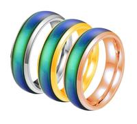 KUTCEK Juego de 3 anillos de acero de titanio de 6 mm que cambian de color, sensibles al estado de ánimo, anillos a juego para parejas, regalo para mujeres y hombres, 9, acero de titanio