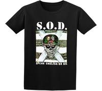 kute Mens T Shirt Funny S.O.D. Speak English Or Die tee Shirts for Men Adult Black 3XL