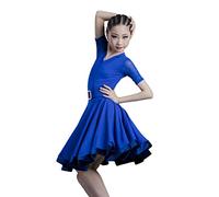 Kuteng Vestido de Baile Latino para niños, Vestido de Baile Latin Rumba Samba Ballroom Dancewear Vestido para niños Disfraz de Cosplay,Azul,170CM