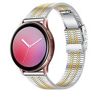 KUTEWEU Bracelets para Samsung Galaxy Watch7 40mm 44mm/ Galaxy Watch7 LTE 44mm Smartwatch, 20mm/22mm Metal sin brecha Dcero Inoxidable Correa de Reloj para Galaxy Watch 7 (20mm, Plata Oro Plata)