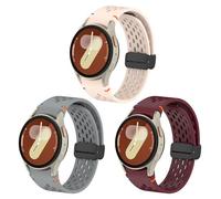 KUTEWEU Cierre Magnético Correa para Galaxy Watch7/Galaxy Watch6/Galaxy Watch5, Deportiva Silicona Ajustable Hombres Mujeres Pulsera para Galaxy Watch7 LTE 44mm Smartwatch (Ros Gris+Rojo)