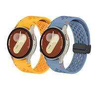 KUTEWEU Cierre Magnético Correa para Galaxy Watch7/Galaxy Watch6/Galaxy Watch5, Deportiva Silicona Ajustable Hombres Mujeres Pulsera para Galaxy Watch7 LTE 44mm Smartwatch (Amarillo+Azul)