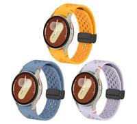KUTEWEU Cierre Magnético Correa para Galaxy Watch7/Galaxy Watch6/Galaxy Watch5, Deportiva Silicona Ajustable Hombres Mujeres Pulsera para Galaxy Watch7 LTE 44mm Smartwatch (Amarillo+Azul+Morado)