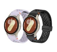 KUTEWEU Cierre Magnético Correa para Galaxy Watch7/Galaxy Watch6/Galaxy Watch5, Deportiva Silicona Ajustable Hombres Mujeres Pulsera para Galaxy Watch7 LTE 44mm Smartwatch (Morado+Negro)