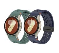 KUTEWEU Cierre Magnético Correa para Galaxy Watch7/Galaxy Watch6/Galaxy Watch5, Deportiva Silicona Ajustable Hombres Mujeres Pulsera para Galaxy Watch7 LTE 44mm Smartwatch (Verde+Azul)