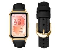 KUTEWEU Correa Compatible con Huawei Band 11 Pro, Oro Metal Hebilla Band, Femenino Masculino Quick-Fit Pulsera de Cuero Correas de Repuesto Strap para Huawei Band 11 Smartwatch Accesorios (Negro)
