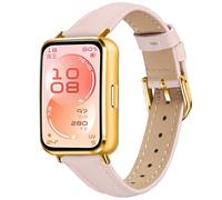KUTEWEU Correa Compatible con Huawei Band 11 Pro, Oro Metal Hebilla Band, Femenino Masculino Quick-Fit Pulsera de Cuero Correas de Repuesto Strap para Huawei Band 11 Smartwatch Accesorios (Rosa)