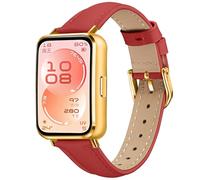 KUTEWEU Correa Compatible con Huawei Band 11 Pro, Oro Metal Hebilla Band, Femenino Masculino Quick-Fit Pulsera de Cuero Correas de Repuesto Strap para Huawei Band 11 Smartwatch Accesorios (Rojo)