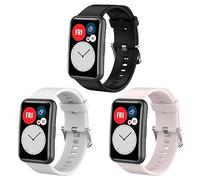 KUTEWEU Correa para Huawei Watch Fit/Huawei Watch Fit Special Edition, Silicona Correa de Repuesto de Ajustable Correa para Huawei Watch Fit/Huawei Watch Fit Special Edition (Negro+Blanco+Rosa)
