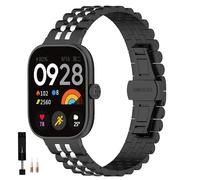 KUTEWEU Correa para Redmi Watch 5/Redmi Watch 4 Bracelet, Metal Inoxidable Pulseras de repuesto para Redmi Watch5/Redmi Watch4 Accesorios para smartwatches (Negro Plata Negro-b)