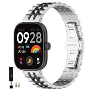 KUTEWEU Correa para Redmi Watch 5/Redmi Watch 4 Bracelet, Metal Inoxidable Pulseras de repuesto para Redmi Watch5/Redmi Watch4 Accesorios para smartwatches (Plata Negro Plata-b)