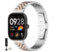 KUTEWEU Correa para Redmi Watch 5/Redmi Watch 4 Bracelet, Metal Inoxidable Pulseras de repuesto para Redmi Watch5/Redmi Watch4 Accesorios para smartwatches (Plata Rosa Oro Plata-b)