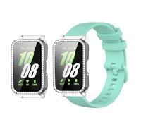 KUTEWEU Correa para Samsung Galaxy Fit 3 SM-R390 Bracelet, Correa Ajustable de Repuesto con Carcasa Protector de Pantalla Funda para Samsung Galaxy Fit 3 SM-R390 (Verde Correa+Clear Funda)