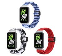 KUTEWEU Correa para Samsung Galaxy Fit 3 SM-R390, Trenzado Correas de Repuesto Deportiva Elástica de Nylon con Hebilla Magnética para Samsung Galaxy Fit 3 Smartband (Azul Blanco+Negro Blanco+Rojo)
