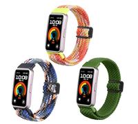 KUTEWEU Correas para Huawei Band 9/Huawei Band 8, Trenzado Correas de Repuesto Deportiva Elástica de Nylon con Hebilla Magnética para Huawei Band 9/Huawei Band 8 Smartband (Naranja+Denim+Verde)