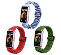 KUTEWEU Correas para Huawei Band 9/Huawei Band 8, Trenzado Correas de Repuesto Deportiva Elástica de Nylon con Hebilla Magnética para Huawei Band 9/Huawei Band 8 Smartband (Azul Blanco+Rojo+Verde)