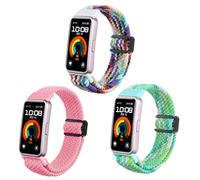 KUTEWEU Correas para Huawei Band 9/Huawei Band 8, Trenzado Correas de Repuesto Deportiva Elástica de Nylon con Hebilla Magnética para Huawei Band 9/Huawei Band 8 Smartband (Arco Iris+Rosa+Verde)