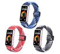KUTEWEU Correas para Huawei Band 9/Huawei Band 8, Trenzado Correas de Repuesto Deportiva Elástica de Nylon con Hebilla Magnética para Huawei Band 9/Huawei Band 8 Smartband (Azul+Rojo+Negro)