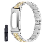 KUTEWEU Femenino Correa para Google Fitbit Air Strap, Metal Quick-Fit Pulsera de Repuesto Acero inoxidable Watchband para Google Fitbit Air Smartwatch Accesorios (Plata Oro Plata)