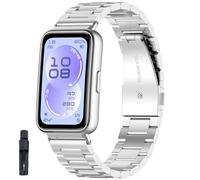 KUTEWEU Femenino Masculino Metal Correa para Huawei Band 11 Pro Watchband, 14mm Quick-Fit Pulsera de Repuesto Acero inoxidable Strap para Huawei Band 11 Smartwatch Accesorios (Plata)