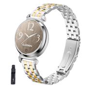 KUTEWEU Femenino Metal Correa Compatible con Garmin Lily 2 Watch Strap, 14mm Quick-Fit Pulsera de Repuesto Acero inoxidable Watchband para Garmin Lily 2 Smartwatch Accesorios (Plata Oro Plata)