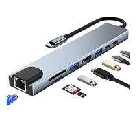 KUTEWEU Hub USB C 5Gbps USB 3.0 Adaptador con Ethernet, 4K@30Hz HDMI,USB-A,/-C,100W PD,TF/SD,8 en 1 USB Docking Station para Phone, Laptop MacBook/Pad/Steam Deck/Samsung & Windows/Mac (8 in 1 HUB)