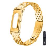 KUTEWEU Masculino Correa para Google Fitbit Air Strap, Femenino Metal Quick-Fit Pulsera de Repuesto Acero inoxidable Watchband para Google Fitbit Air Smartwatch Accesorios (Oro)