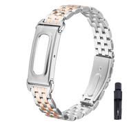 KUTEWEU Masculino Correa para Google Fitbit Air Strap, Femenino Metal Quick-Fit Pulsera de Repuesto Acero inoxidable Watchband para Google Fitbit Air Smartwatch Accesorios (Plata Oro Rosa Plata)