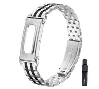 KUTEWEU Masculino Correa para Google Fitbit Air Strap, Femenino Metal Quick-Fit Pulsera de Repuesto Acero inoxidable Watchband para Google Fitbit Air Smartwatch Accesorios (Plata Negro Plata)