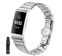 KUTEWEU Masculino Metal Correa Compatible con Fitbit Charge 4 Strap, Femenino Quick-Fit Pulsera de Repuesto Acero inoxidable Watchband para Fitbit Charge 3 Smartwatch Accesorios (Plata)