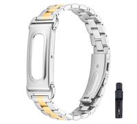 KUTEWEU Masculino Metal Correa para Google Fitbit Air Strap, Femenino Quick-Fit Pulsera de Repuesto Acero inoxidable Watchband para Google Fitbit Air Smartwatch Accesorios (Plata Oro Plata)