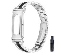 KUTEWEU Masculino Metal Correa para Google Fitbit Air Strap, Femenino Quick-Fit Pulsera de Repuesto Acero inoxidable Watchband para Google Fitbit Air Smartwatch Accesorios (Plata Negro Plata)