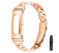 KUTEWEU Masculino Metal Correa para Google Fitbit Air Strap, Femenino Quick-Fit Pulsera de Repuesto Acero inoxidable Watchband para Google Fitbit Air Smartwatch Accesorios (Oro Rosa)
